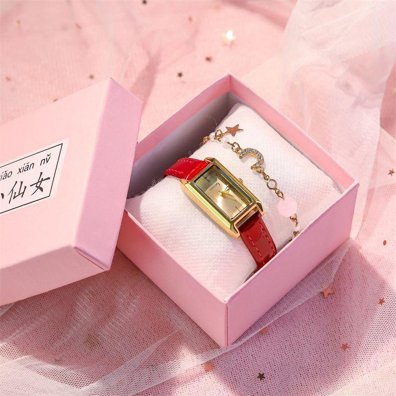 Rectangle Watch Women's Simple Light Luxury High Value Student Temperament Belt Watch Waterproof Small Dial