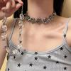Gothic Beaded Necklace Irregular Collarbone Chain Elegant Rivet Beads Necklace  Women