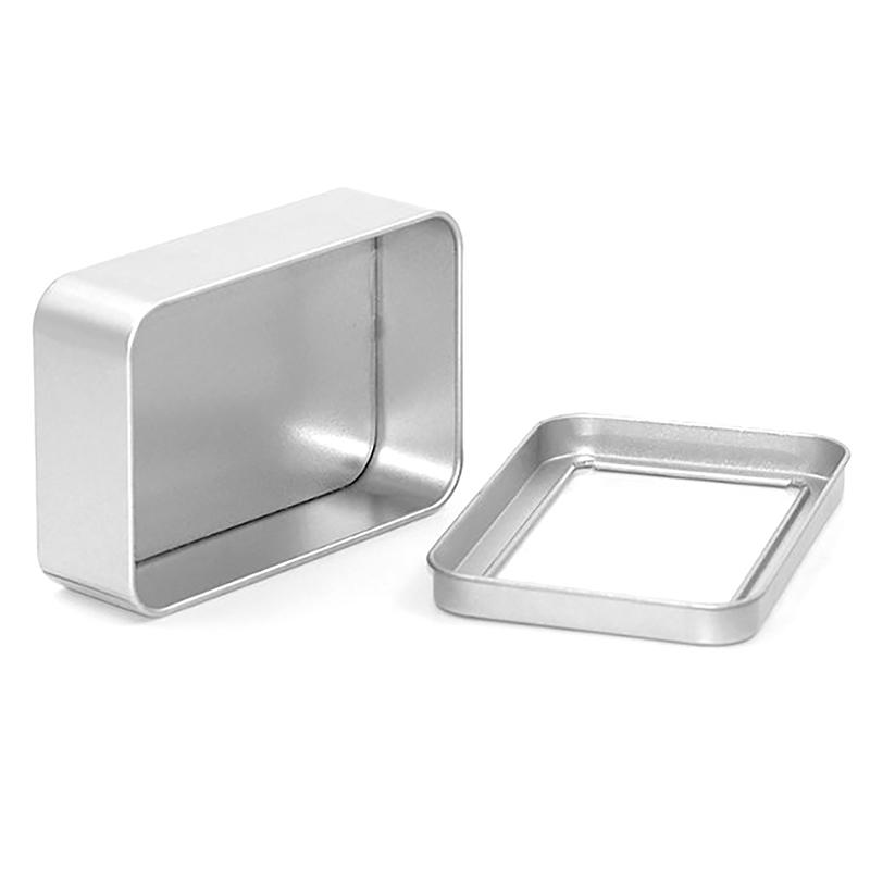 Small Metal Tin Silver Storage Box Case Organizer For Money Coin Candy Key Rectangular Jewelry Cosmetic Organizer