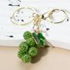 Luxury Rhinestone Grape Keychain, Fashion Car Key Ring Pendant, Cute Bling Key Accessory for Women Girls Gift