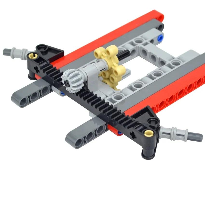 MOC Constructing Blocks Technical Car Front Suspension Steering System Components Kit DIY Bricks Truck PF Servo Motor Tire Leduo