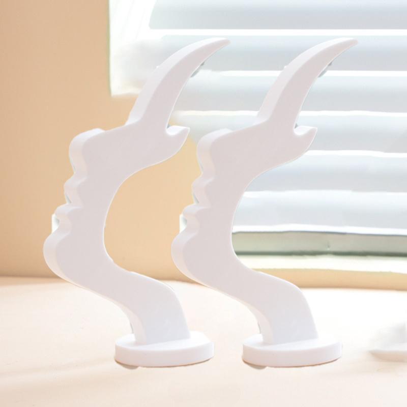 1-4pc Artistic Curved Eyeglass Holder Stand Unique Human Profile Eyeglass Holder Fun Storage Minimalist Desk Line Decor Ornament