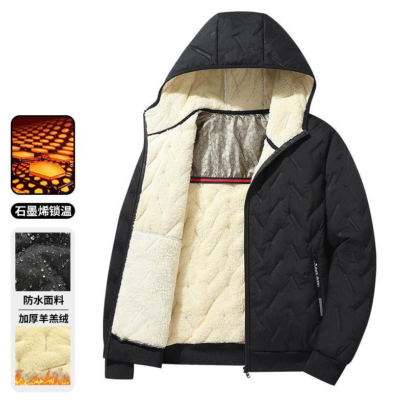 

2025 lambswool graphene cotton clothes men s winter thickened warm cotton clothes trendy cotton clothes M чорний