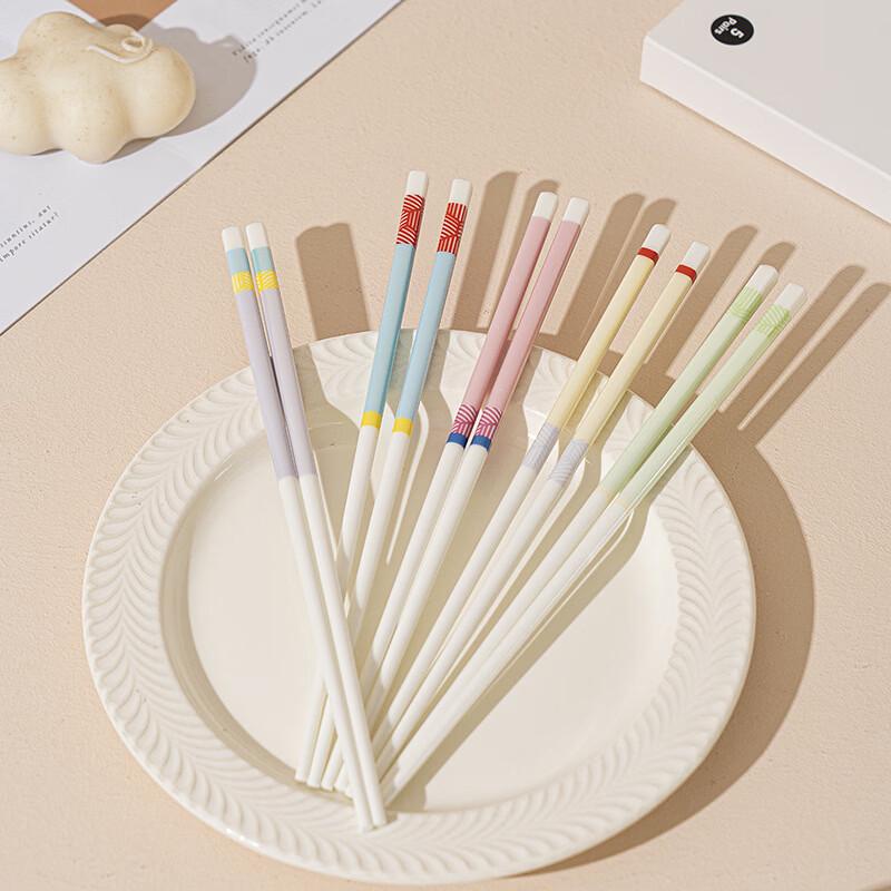 Fashion Color-blocked Ceramic Chopsticks Gift Set