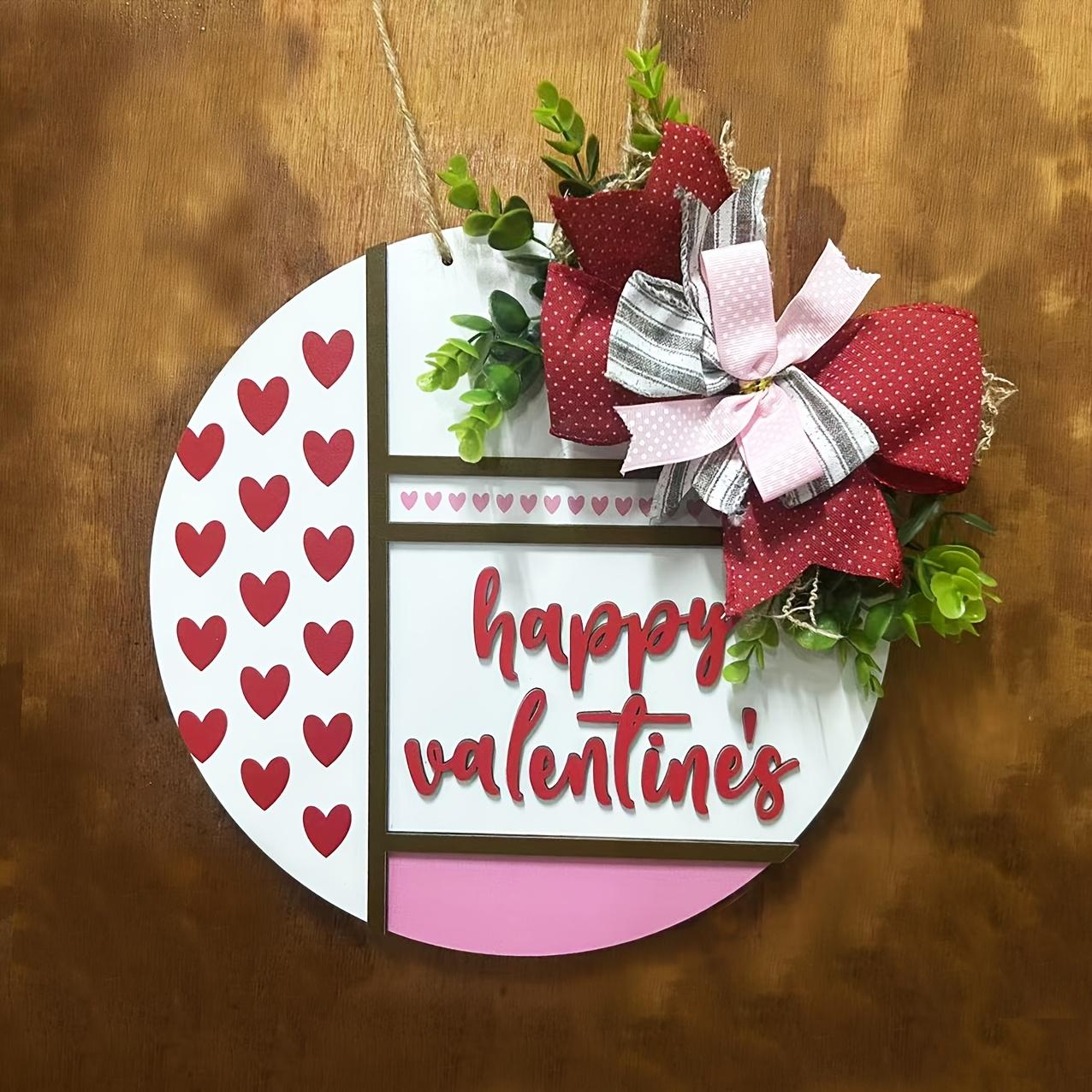 

Очаровательная двухмерная вешалка на дверь ко Дню святого Валентина - круглый деревянный венок для входной двери, идеально подходит для свадеб и помолвок, домашний декор на любовную тематику