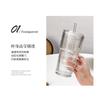 600ml Tall Striped Glass Tumbler With Lid Straw - Leakproof Premium Drinkware Cold Beverages Coffee Water