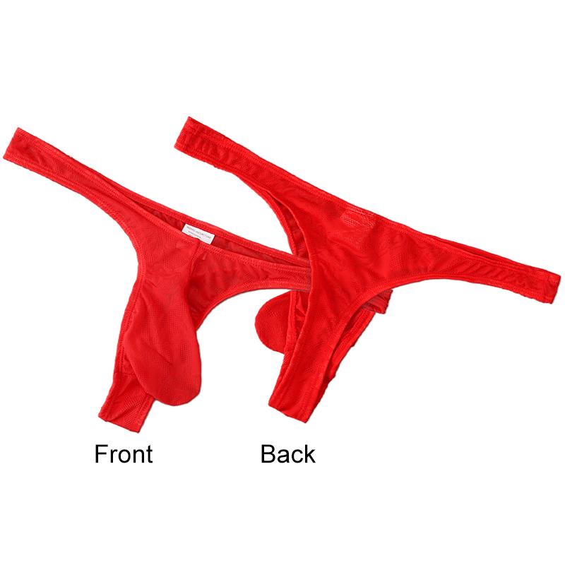 1Pc Thong Panties Nylon Briefs Sheer Bulge Pouch Underwear Ice Silk Sexy G-string Men's