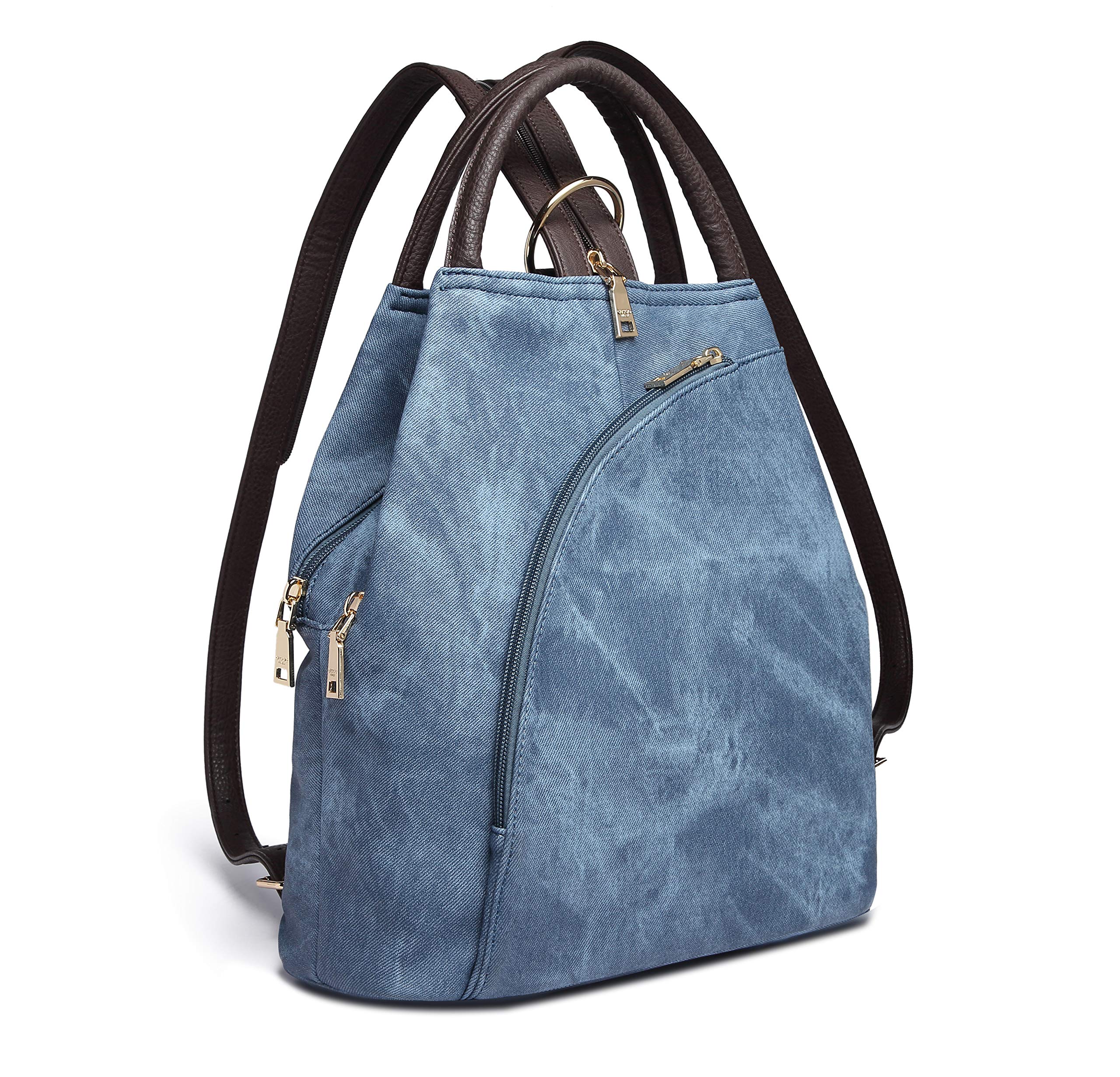 

Guccio Shoulder for Adults and Business 3-Way Backpack, Bag, Handbag, Women s Leather, Lightweight, (Denim-Style Blue)