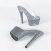Fashion Eilyken Street Style Sequin Cloth PVC Transparent Buckle Strap Women Sandals Sexy Stiletto High Heels Stripper Prom Shoes
