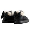 Women's Winter Velvet Bowknot Cotton Slippers with Heel Cover - 2023 Thick Sole, Warm, Girly Style for Outdoor Wear