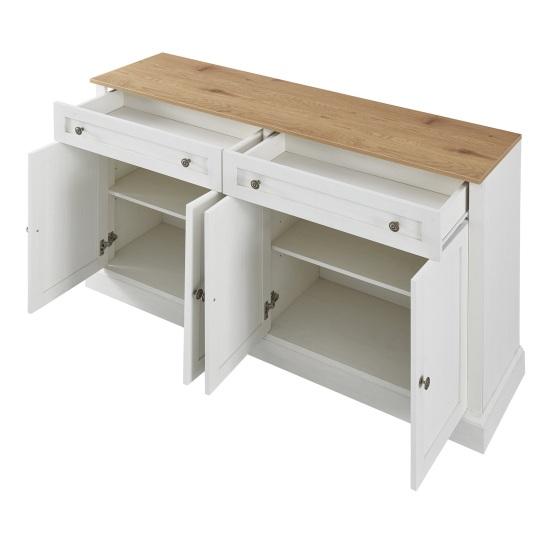 Küchenvorratskammer Patchwork Farbe Großes Sideboard mit 4 Türen und 2 Schubladen Moderner Buffet-Schrank für Esszimmer Wohnzimmer