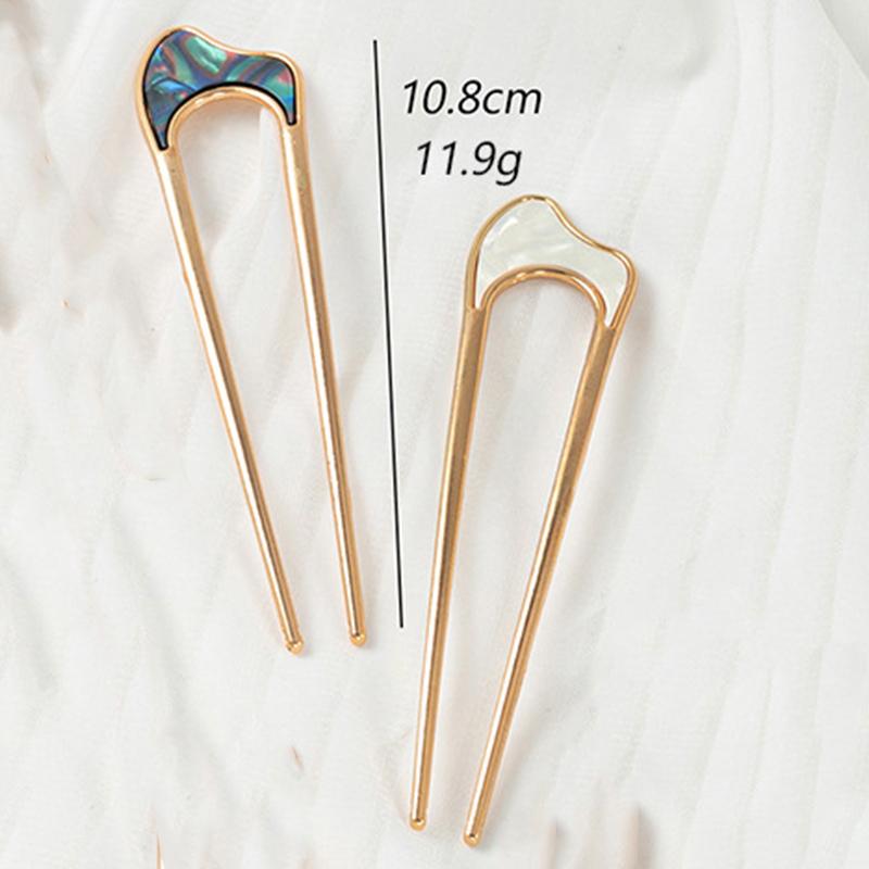 U-Shaped Hair Fork Metal Gold Shell Hairpin Geometric Headwear Hair Sticks Women Girls Hair Accessories