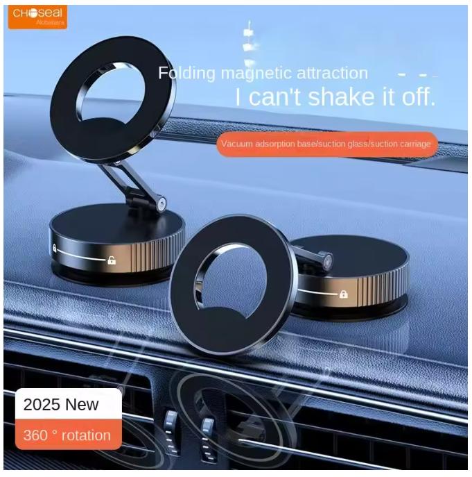 Trong Magnetic Phone Holder Foldable Design 360° Adjustable Vacuum Car Mount For Cell Phone For Iphone Live Streaming