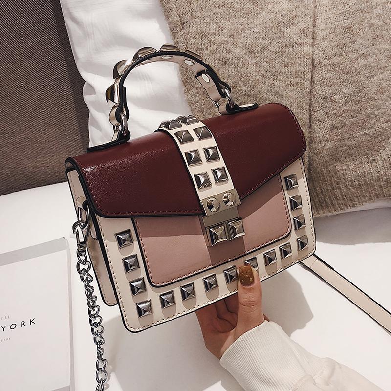 Women Shoulder Grils Clutch Rivet Summer Messenger Bags Chain Leather Handbag Flap Crossbody Small Bag Red Women Shoulder Grils Clutch Rivet Summer Messenger Bags Chain Leather Handbag Flap Crossbody Small Bag Red