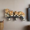 Tree Branch Cat Wall Sculpture Multi-purpose Wall Mount Simulation Cat Hanger Hook Home Living Room Bedroom Kitten Wall Art Decoration