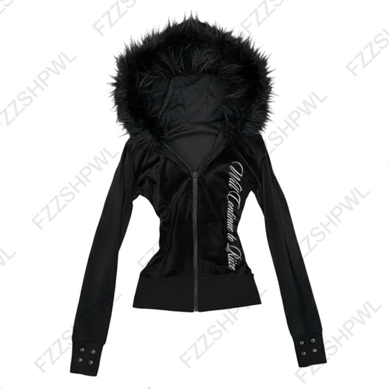 Harajuku Vintage Y2K Damen Kapuzenpullover Sexy Schlanke Passform Schick Lässig Gestreifter Cardigan Sweatshirt Grunge Punk Hip Hop Damen Streetwear