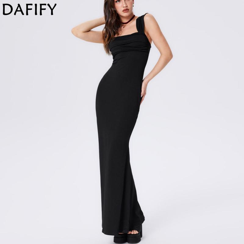 DAFIFY Damenmode Sommer Frühling Einfarbiger Druck Ärmellos Quadratischer Kragen Hohe Taille Freizeitkleider