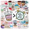 50 Pack Coffee Stickers Water Bottles Laptop Car Hydroflasks Phone Motorcycle Guitar Skateboard Computer Coffee Cup Vinyl Sticker Waterproof