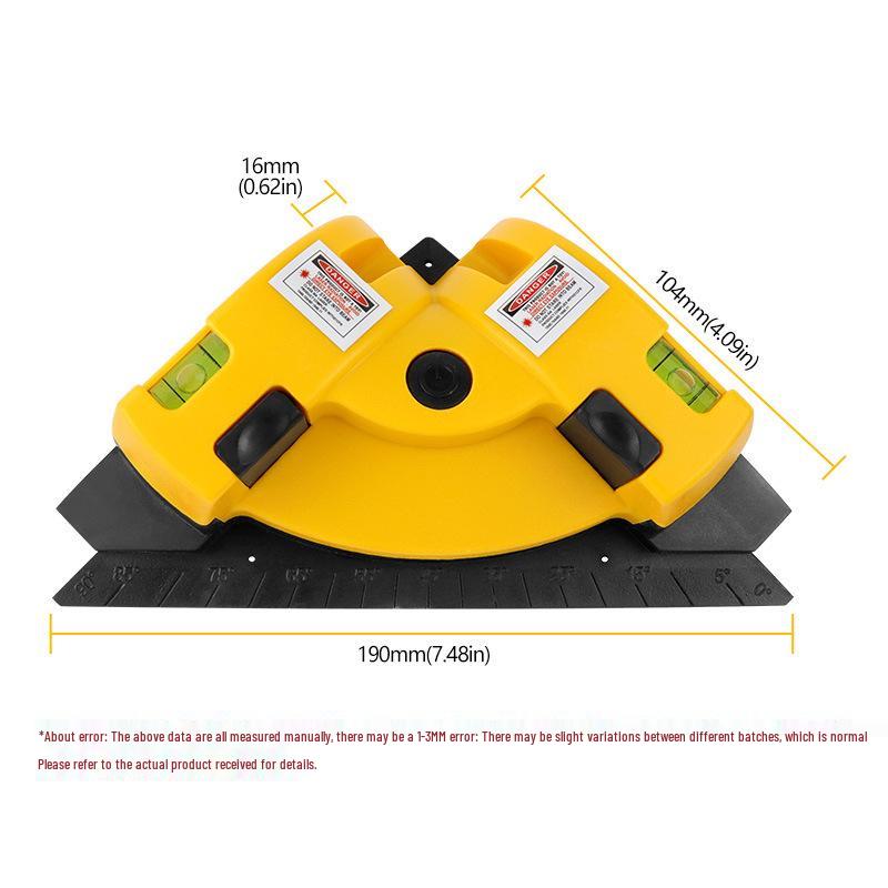 90° Tile Laying Tool: Wall Tile Level, Laser Angle Meter, Right Angle Ground Line Guide
