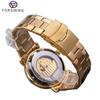 Forsining Automatic Mechanical Business Watch Mens Clock Golden Moon Phase Steel Strap Wrist Watches Top Brand