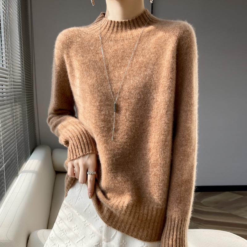 Women's Cashmere Sweater Qinghe Cashmere 30% Cashmere 70% Wool Autumn and Winter Pullover Warm and Fashionable