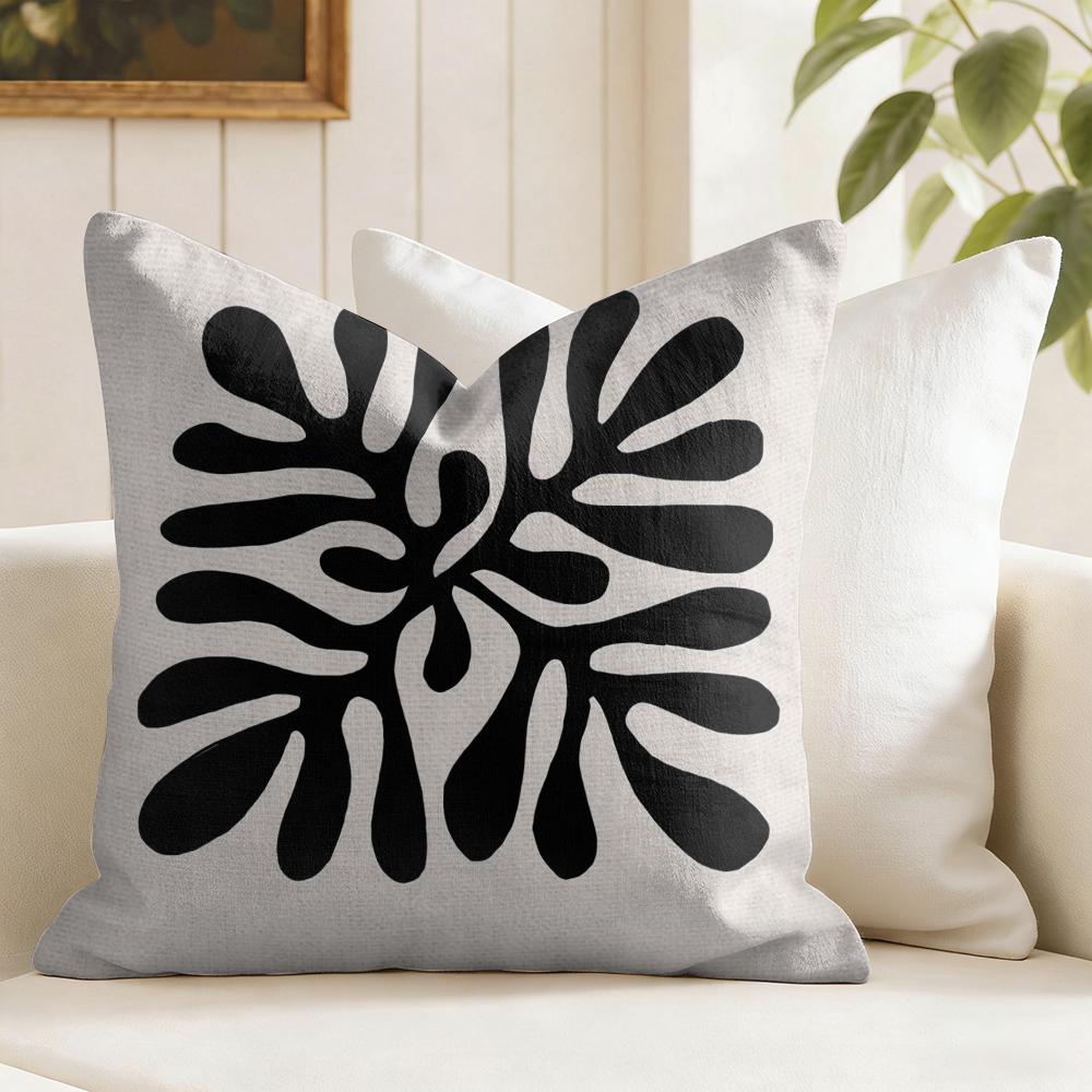 Classic Modern Flowers Cushion Cover Eco Linen Pillow Case DoubleSided Print Breathable Durable Zipper Home Decor Gift