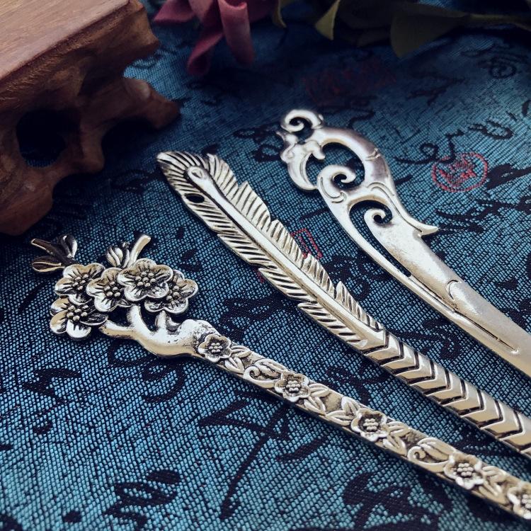 Retro ethnic style Miao silver hairpin antique bookmark female flower hairpin simple classical versatile disc hair hairpin hair accessories