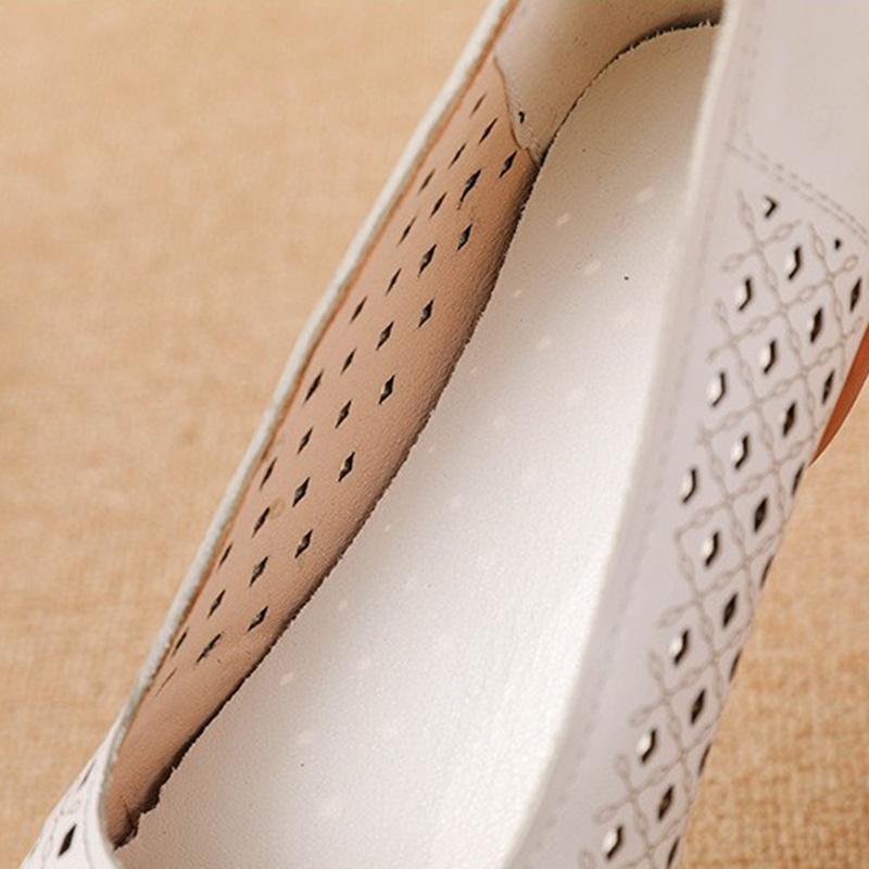 Pravá kůže Měkká podrážka Baleríny na jaro a léto, Protiskluzové Děrované Prodyšné Kožené Měkké Podrážky Mokasíny