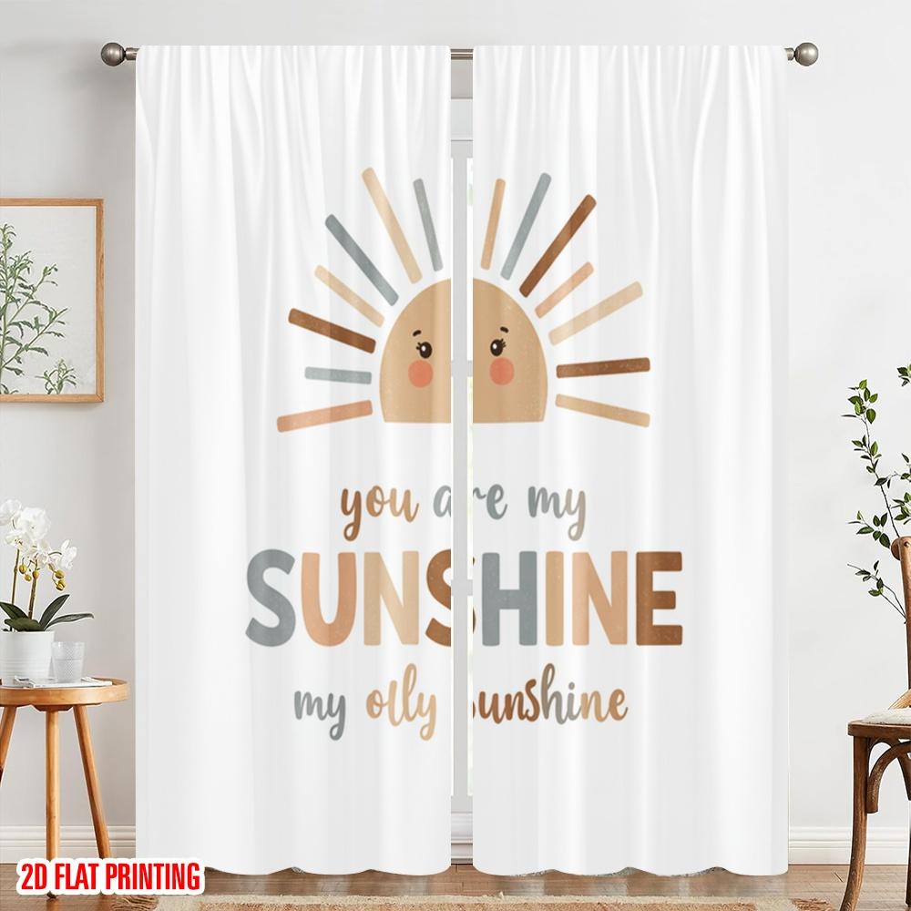 2pcs 2D Flat Printing Drapes Cute Sun Sunshine Inspirational Fabric Without Electricity Party Decorations for Photo Booths &