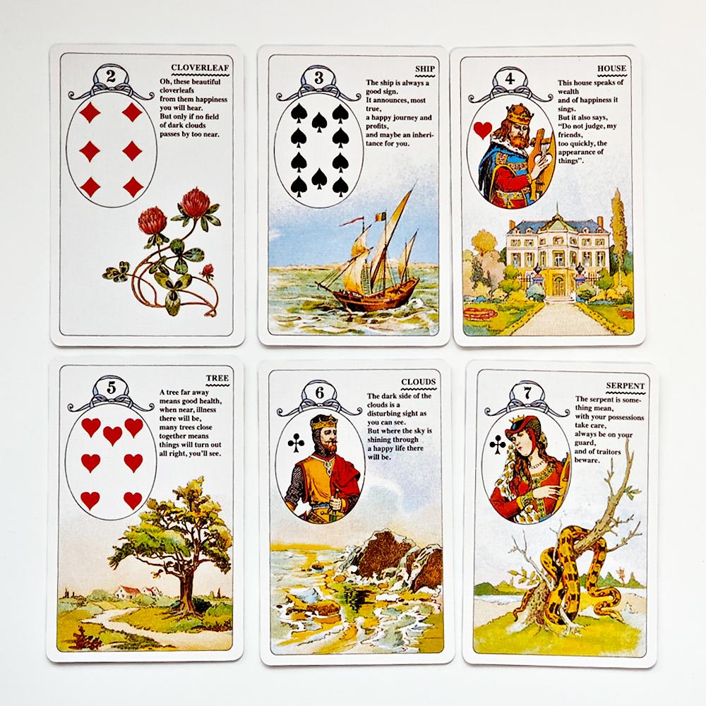 9*6cm Mlle Lenormand Deck 36 Cards Esoteric Fortune Telling Printed on 350GSM Double-embossed Cardstock