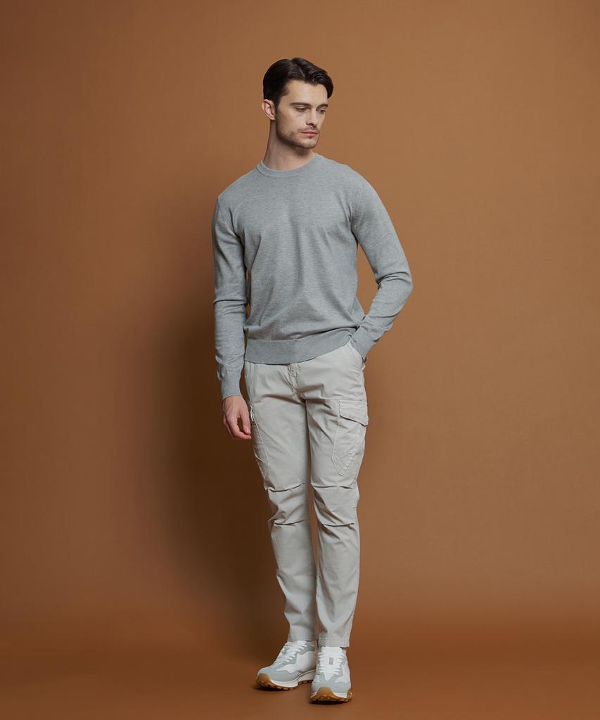 PANICALE Light Grey Viscose Blend Round Knit