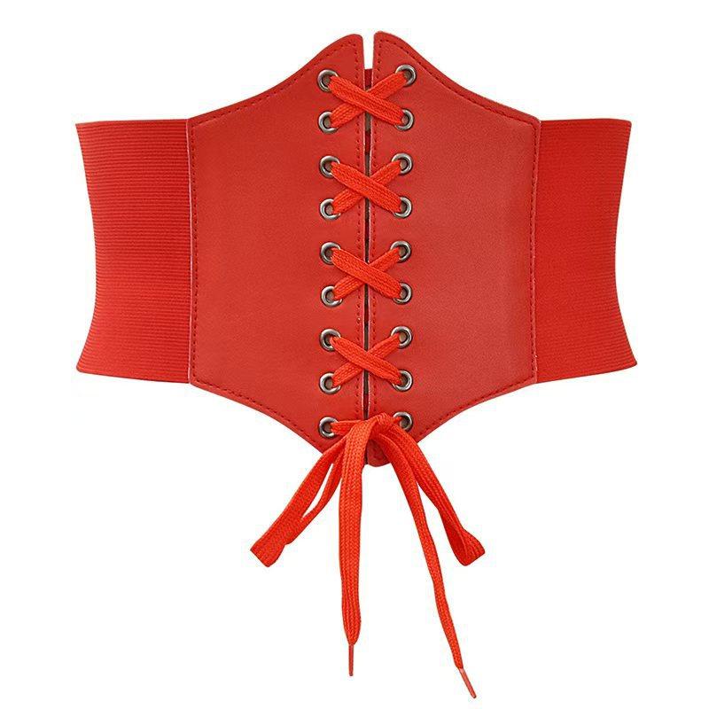 Punk Black Wide Corset Belt for Women, PU Leather, Slimming Body Belts, Elastic High Waist Belt, Female Cummerbunds, New, 1Pc