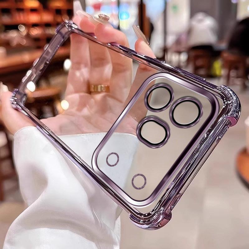 For Honor 600 Pro Cases Plating Lens Protection Film Phone Case For Honor 600 Pro Transparent Airbag Protection Case Bumper