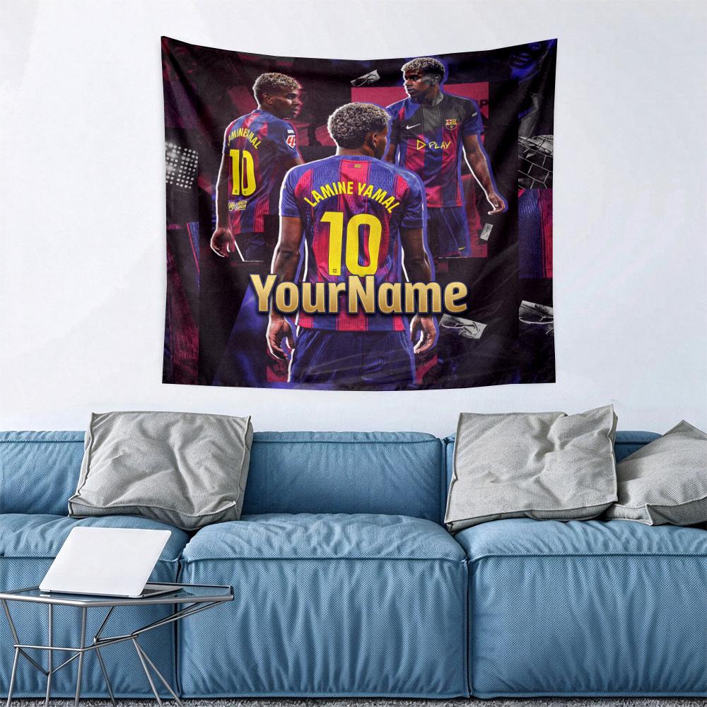 Lamine Yamal Custom Your Name Wall Decor Tapestry Art For Pet Memorial Birthday Wedding Party Backdrop Family Gift