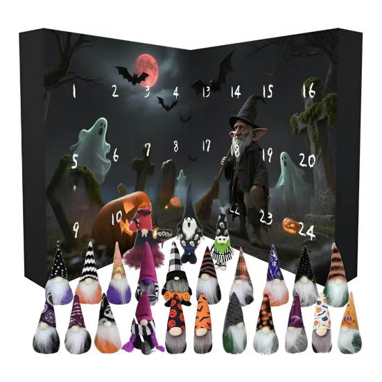 Halloween Elf Countdown Calendar 24 Days Halloween Advent Calendar Gnome Advent Surprise Calendars Decoration