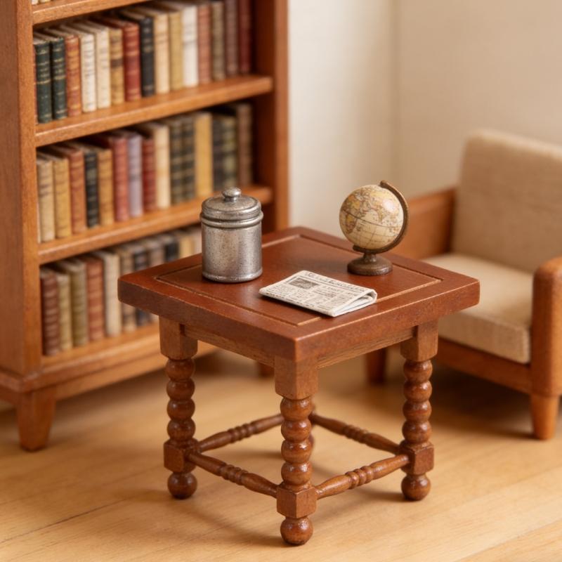 Simulation Miniature End Table 1/12 Scale Doll House Living Room Accessories Natural Finish Furniture for Room Decors