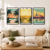 Vintage Wall Art, Retro Landscape Canvas Painting, American State Landmark Scenery Poster Prints for Cafe Living Room Home Decor