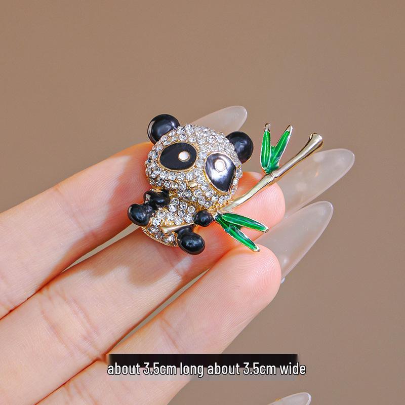 New Chinese Style Panda Brooch - Cute Rising Bamboo Animal Pin for Jackets