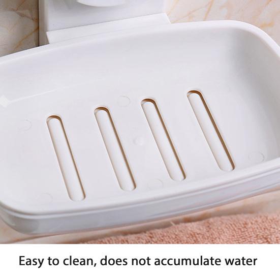 Wall Mounted Soap Dish for Shower Suction Cup Bar Soap Holder Self Draining Removable Sponge Holder for Bathroom Bathtub Kitchen Sink