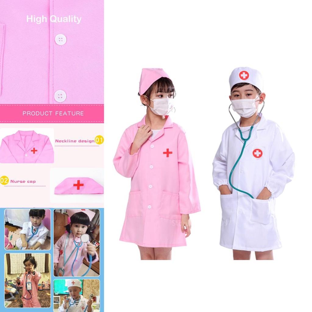 Halloween Kids Doctor Nurse Cosplay Costume Uniform Set Role Play Carnival Party High-quality Polyester One Size Fits All Perfect Gift