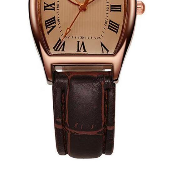 Ladies Watch with Soft Leather Strap Retro Barrel Shape Dial Watch Simple Elegant Vintage Style Watch for Women Daily Office Party Wear