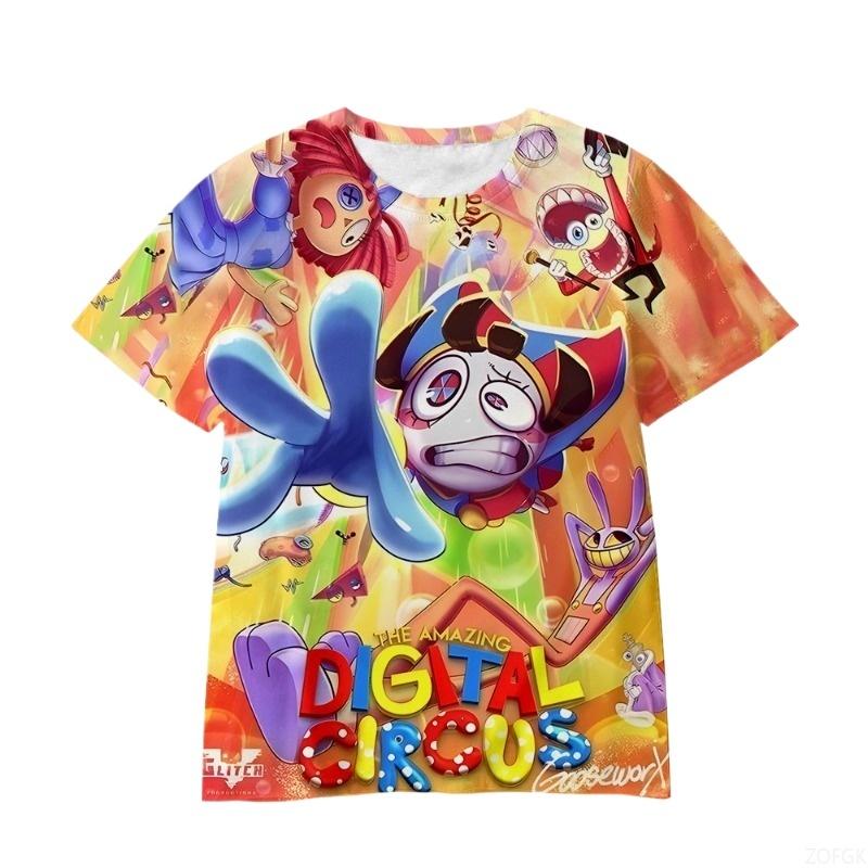 Trendiges Mädchen Zirkus Serie Kurzarm Casual Rundhals T-Shirt Sommer Kinderbekleidung