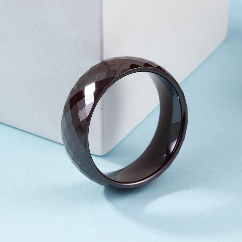 Koreanischer Modeschmuck Rhombus Keramik geschnitzter Unisex Ring, 8mm Personalisierter Schmuck