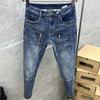 Men's Spring and Autumn Design Clothes Streetwear Denim Jeans Pants Casual Slim Fit Stretch Punk Pants