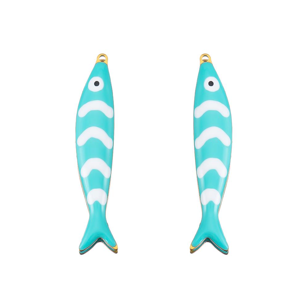 10pcs 5pcs 2pcs 40x8mm Stainless Steel Enamel Fish Charms Pendant DIY Jewelry Making Findings for Necklace Earrings Bracelets