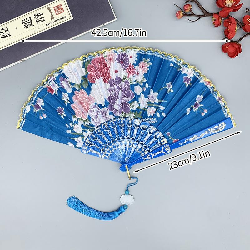 Silk Cloth Folding Fan Traditional Chinese Dancing Fans Hand Fan Portable Performance Props Vintage Wedding Party Photo Props