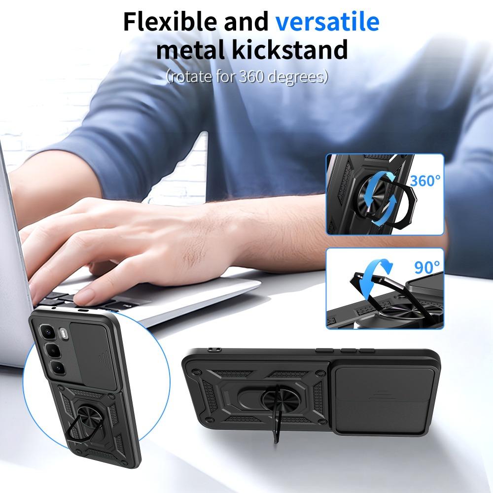 Armor Holder Funda for Infinix Hot 60 Pro Plus 4G Case Cover Slide Camera Protection Ring Stand Shockproof Back Capa Funda