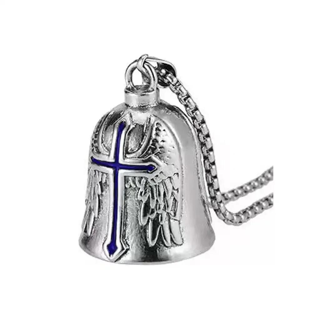 Fashion Red Cross Guardian Angel Wings Motorcycle Keychain Men Biker Rider Exorcist Keychain Amulet Lucky Amulet Accessory Gift