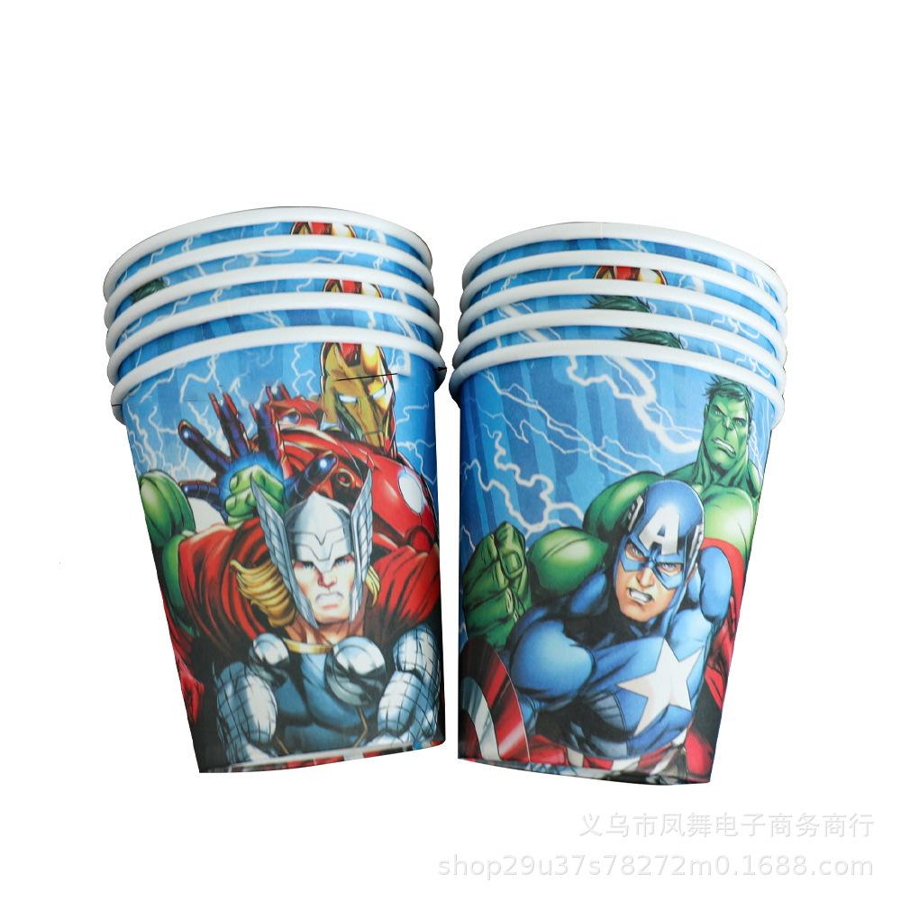 Cartoon Avengers Theme Children'S Birthday Party Ornaments Invitation Cami Flower Box Paper Hat Paper Towel Flag