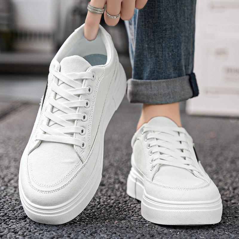 Fashion Mens Casual Shoes Low-top Canvas Breathable Student Casual Sneakers Outdoor Walking Sports Non-slip Versatile White Shoe for Men